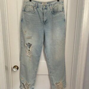 We the Free 100% cotton high rise super distressed jeans in light wash